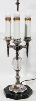 111280 PAIRPOINT THREELIGHT CANDLESTICK LAMP C 1940
