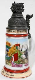 110196 GERMAN PORCELAIN REGIMENTAL BEER STEIN