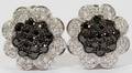 101319 18KT WHITE GOLD BLACK  WHITE DIAMOND EARCLIPS