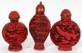 100141 CINNABAR SNUFF BOTTLES 3 PCS H 2 12  3