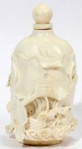 100134 CHINESE CARVED IVORY SNUFF BOTTLE SIGNED