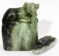 100125 CHINESE CARVED JADE FIGURES TWO