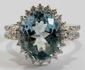 092207 485 CT NATURAL AQUAMARINE  DIAMOND RING
