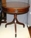 020255 MAHOGANY AND LEATHER TOP DRUM TABLE H 24