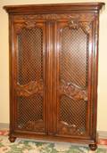 020240 COUNTRY FRENCH STYLE WALNUT ARMOIRE C 1970
