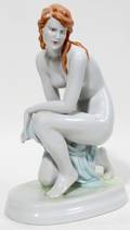 012259 ZSOLNAY ART DECO HUNGARIAN PORCELAIN NUDE