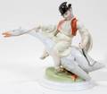 012242 HEREND PORCELAIN BOY RIDING GOOSE H 8