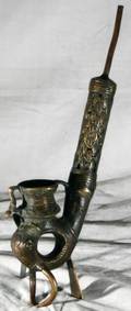 010214 ASIAN BRASS SMOKING PIPE ELEPHANT MOTIF