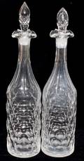 121338 HANDCUT GLASS DECANTERS 19TH C PAIR