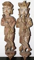 112247 ANTIQUE INDONESIAN  POLYCHROME WOOD FIGURES