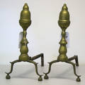 Pair of brass acorn top andirons