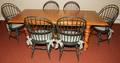 111301 PINE TABLE L 82  WINDSOR STYLE CHAIRS 6