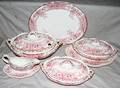 110215 PINK IRONSTONE SERVING PIECES SIX