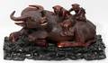 102278 CHINESE CARVED WOOD WATER BUFFALO  FIGURES