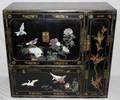 100165 CHINESE BLACK LACQUER ENTERTAINMENT CABINET