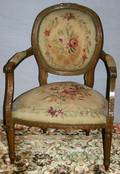 121318 WALNUT CHAIR NEEDLEPOINT UPHOLSTERY