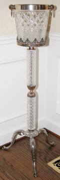 121314 CUT GLASS CHAMPAGNE BUCKET ON PLATED STAND