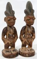 120204 YORUBA CARVED WOOD IBEDJI TWIN FIGURES PAIR