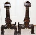 020284 ARTS AND CRAFTS HAMMERED BRONZE ANDIRONS PAIR