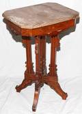 010281 WALNUT VICTORIAN MARBLE TOP TABLE CIRCA 1890