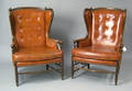 Pair of fruitwood wing chairs