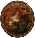 112310 UNSIGNED OVAL FLORAL STILL LIFE 30 X 25
