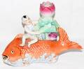 111351 VINTAGE CHINESE BOY RIDING WEALTH CARP