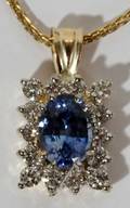 110257 14KT GOLD SAPPHIRE  DIAMOND PENDANT L 8 14