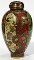 110246 CHINESE CLOISONN COVERED URN H 4
