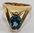 101384 14KT YELLOW GOLD TOPAZ  DIAMOND RING