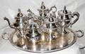100227 SILVER PLATE COFFEE  TEAPOTS  ELKINGTON TRAY
