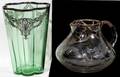 100205 SILVER OVERLAY GLASS PITCHER AND VASE TWO
