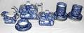 091342 ENGLISH BLUE TRANSFER STAFFORDSHIRE TEA SET