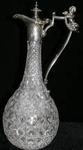 121391 CRYSTAL  SILVERPLATE EWER EARLY 20TH C