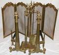 120276 BRASS FIREPLACE SET SEVEN PIECES