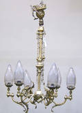 Victorian gilt 6light gasolier