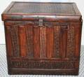 120260 CHINESE WOVEN CANE WOOD WROUGHT IRON CHEST