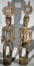 010324 WOOD CARVED AFRCIAN FERTILITY STATUES 2 PCS