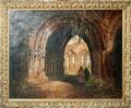 122315 ENGLISH SCHOOL OIL ON CANVAS GOTHIC ARCHES