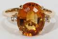 112357 14 KT YELLOW GOLD CITRINE AND DIAMOND RING