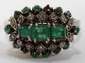 112346 ANTIQUE EMERALD AND DIAMOND GOLD RING
