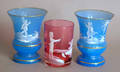 Three pc Mary Gregory glass