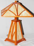 110301 ART GLASS TABLE LAMP MID 20TH C H 26 W 18