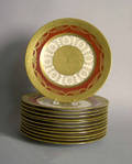 Set of 12 Royal Bavarian gilt decorated dinner plates