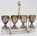 101428 SILVERPLATE EGG CUPS IN FRAME H 7 W 7