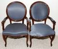 092309 LOUIS XV STYLE CARVED WALNUT CHAIRS C 1930S