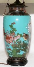 092325 JAPANESE ENAMEL CLOISONN VASE AS TABLE LAMP