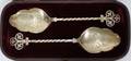 091394 VICTORIAN SILVER SPOONS 2  IN LEATHER CASE