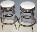 020357 ART DECO STYLE CHROME BAR STOOLS C1950 2 PCS
