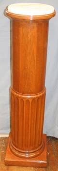 020353 FLUTED WOOD PEDESTAL WITH MARBLE TOP H 42